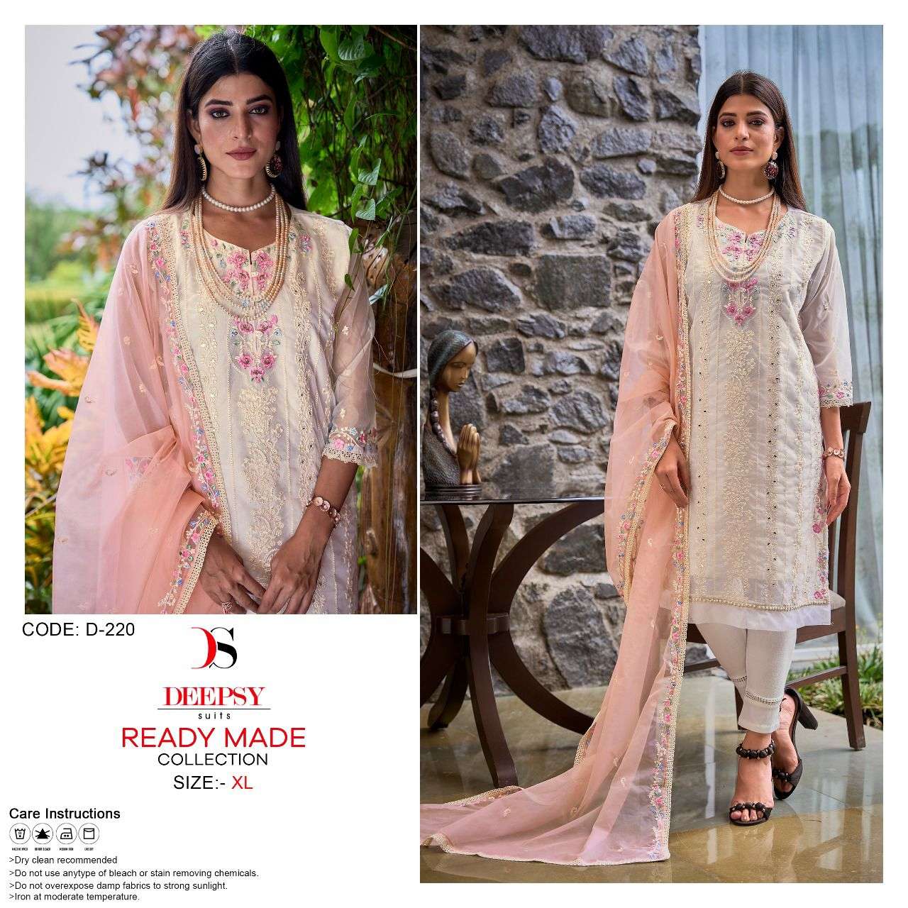 Ready to wear collcetion by deepsy suits Design number  D 220 readymade white pakistani concept indian suit collection full stiched suits