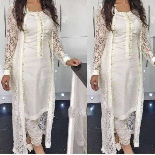 white shrug reyon with golden button koti style kurtie white shrug kurtie indian kurtie