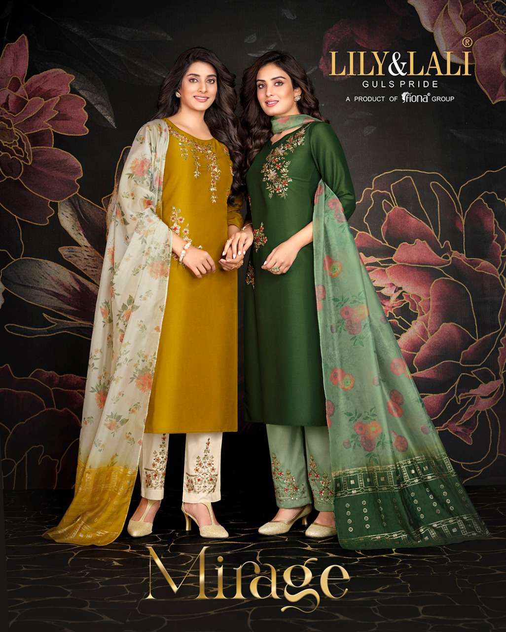 lily n lali catlogue mirage series 10101 to 10106 pure handwork bemberg silk fabrics indian readymade dresses collection indian readymade suits