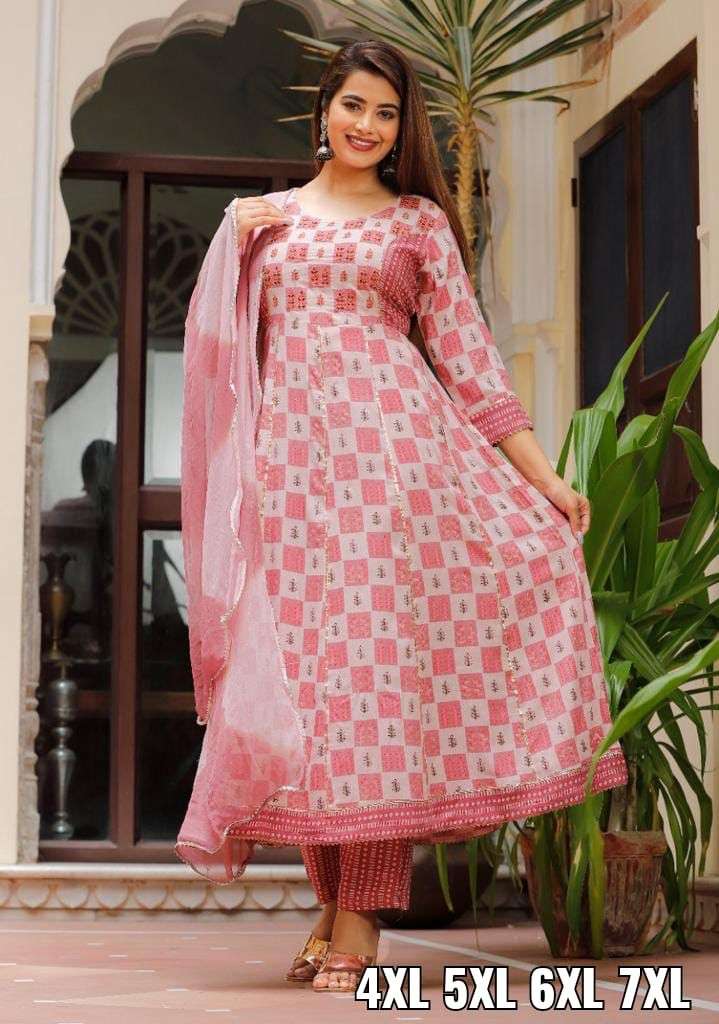 gown style kurtie pant duppta full set readymade big size 4xl 5xl 6xl 7xl big size gown indian big sizes kurtie collection of muslin cotton wholesaler of kurtie in surat 