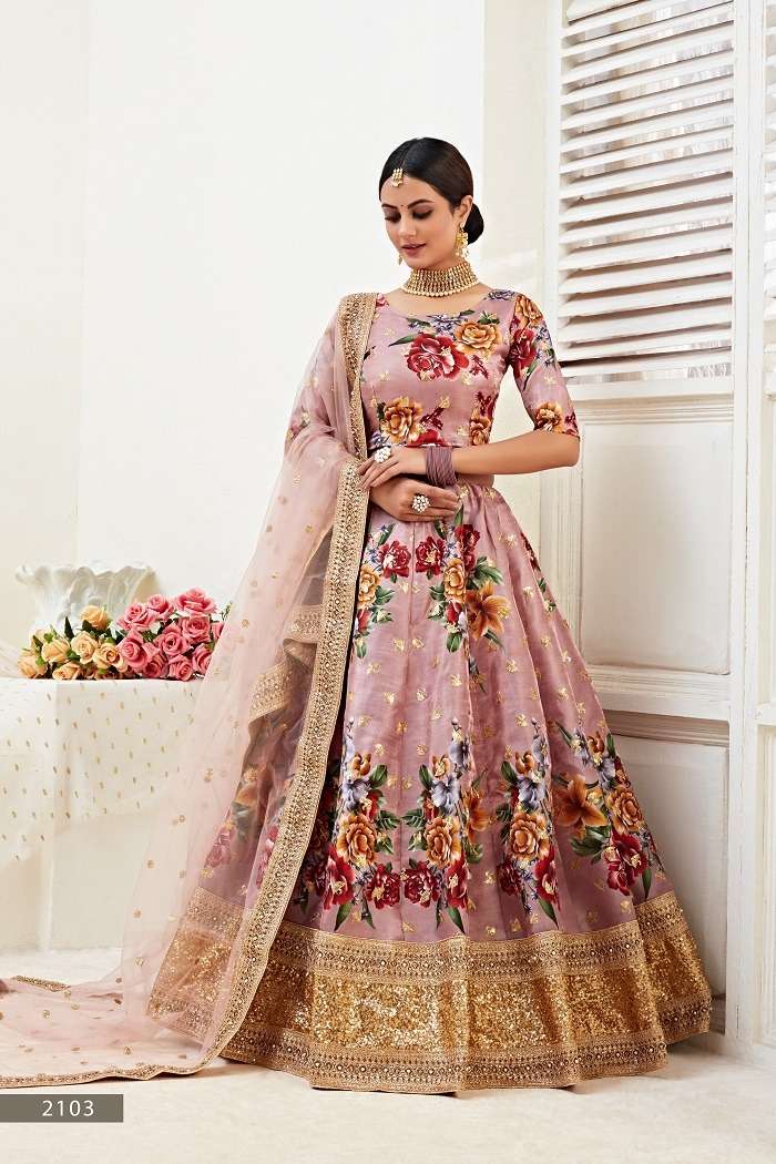 hiranyam vol 1 design number 2013 designer lehenga with great flower print and sequnce and peral work lehenga for wedding functions 