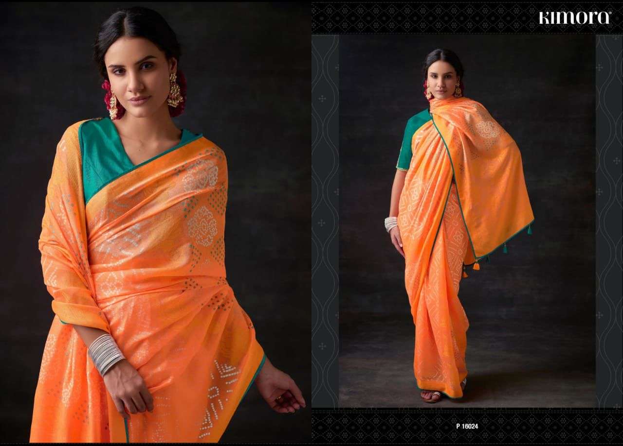  MEERA BRASSO BY KIMORA DESIGNER FANCY PRINT WORK SAREES IN SALE