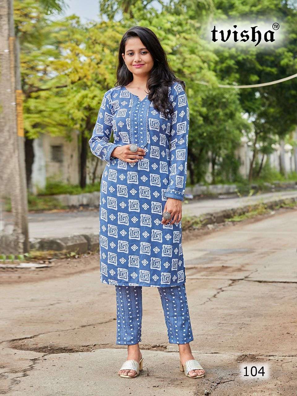 ready to wear kurtie with pant set Capsule Cotton Print twisha catalogue raashee series 101 to 108