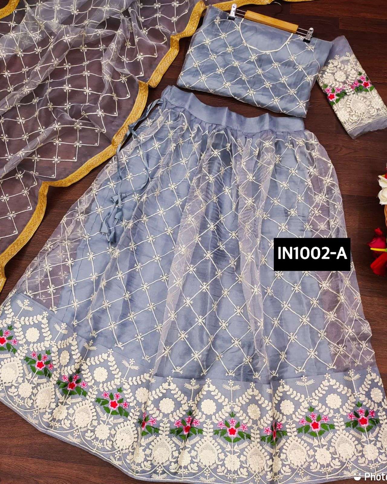 series in1002 a to g Latest Designer Organza Embroidery Work Lehenga Choli indian affordable price lehenga choli for wedding small function lehenga 