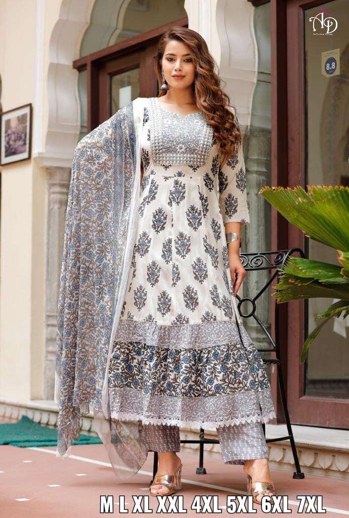 georgegous white umbrella flared kurtie with pant and duppta big size white kurties collection m to 7xl size kurties size cotton fabric kurtie