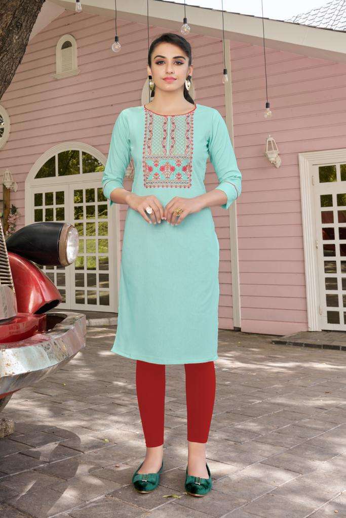 karishma vol 2 series 111 to 115 cotton hand woven kurtie simple sober organic cotton only neck embroidery kurtie 