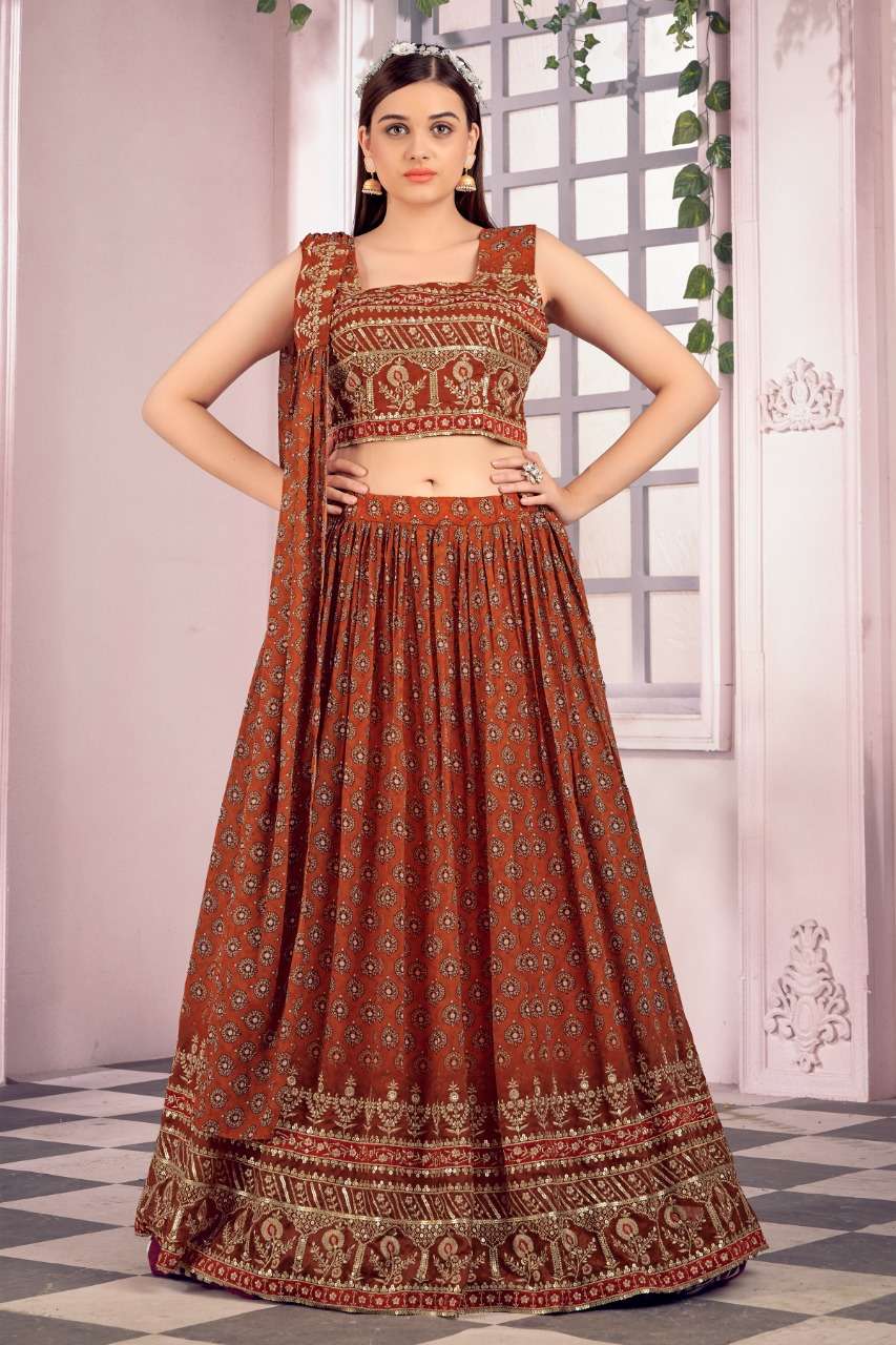 lehenga design no-c1929 sequnce embroidery work with print indian designer partywear lehenga 