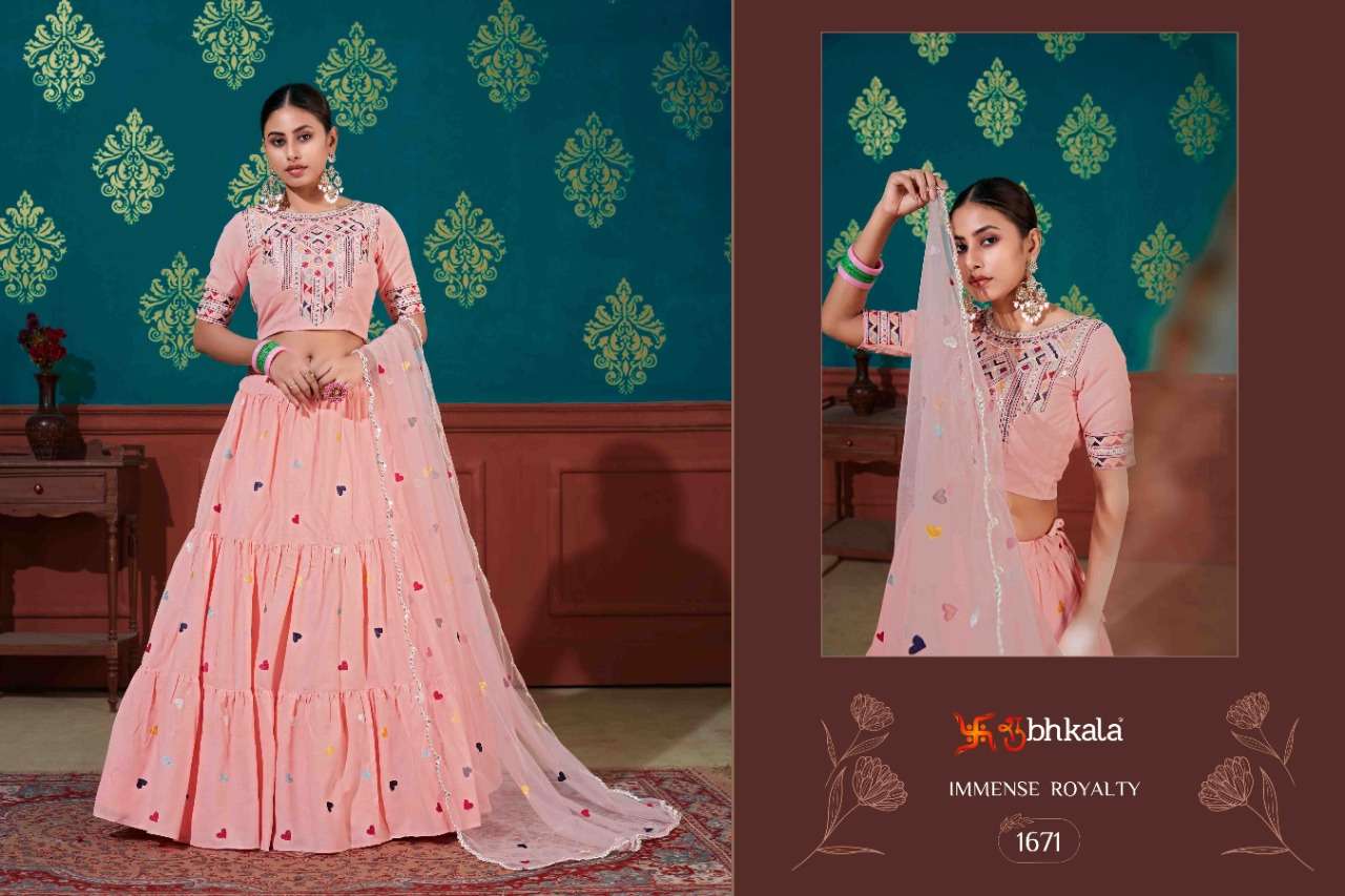 shubhakla  girly vol 15 series 1671 to 1674 lehenga choli collection for girlish wear indian lehenga collection for small indian traditional function