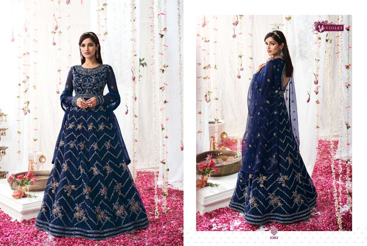 swagat violet series 5301 to 5308 indian designer butterfly net partywear dresses anarkali floor lenght stylish designer suits by sawgat violet 