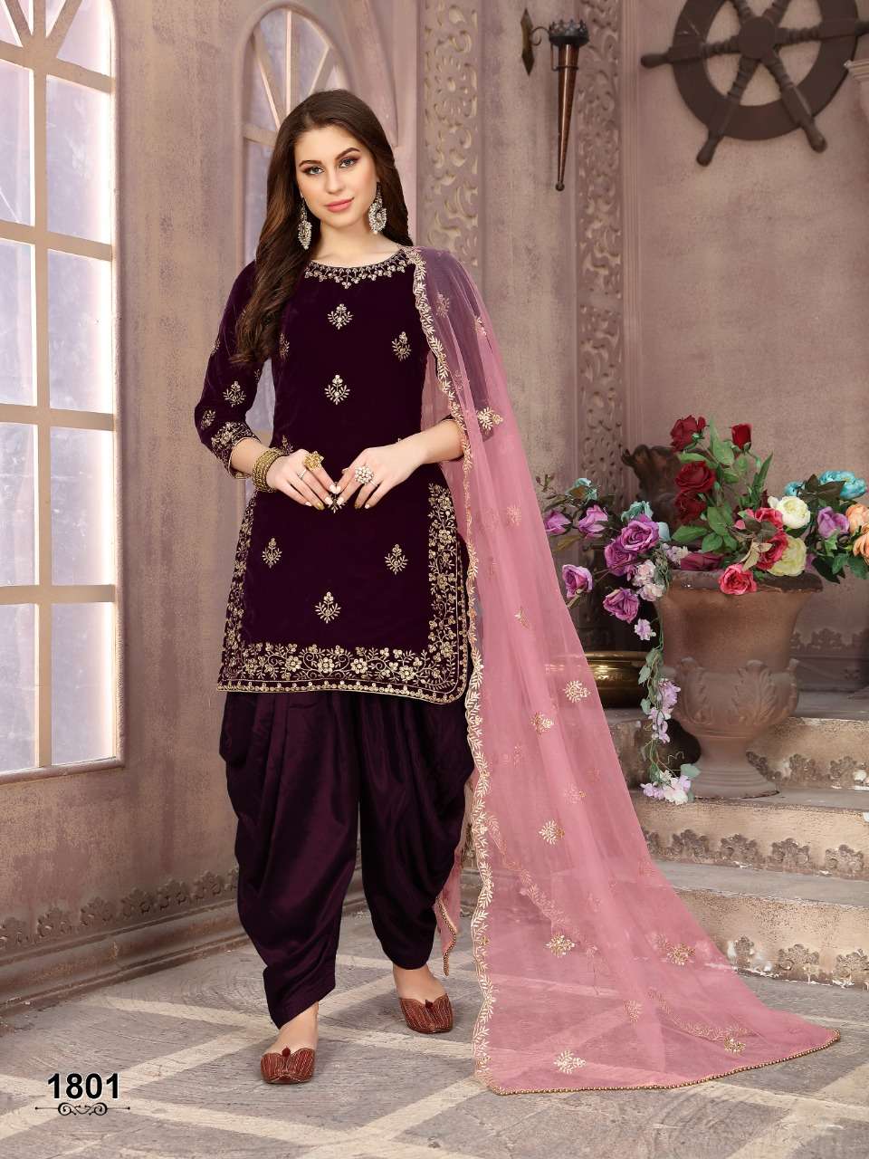 twisha vol 18 1800 series 9000 velvet patiyala suit stylish punjabi patiyala dhotistyle bottom with top collection 