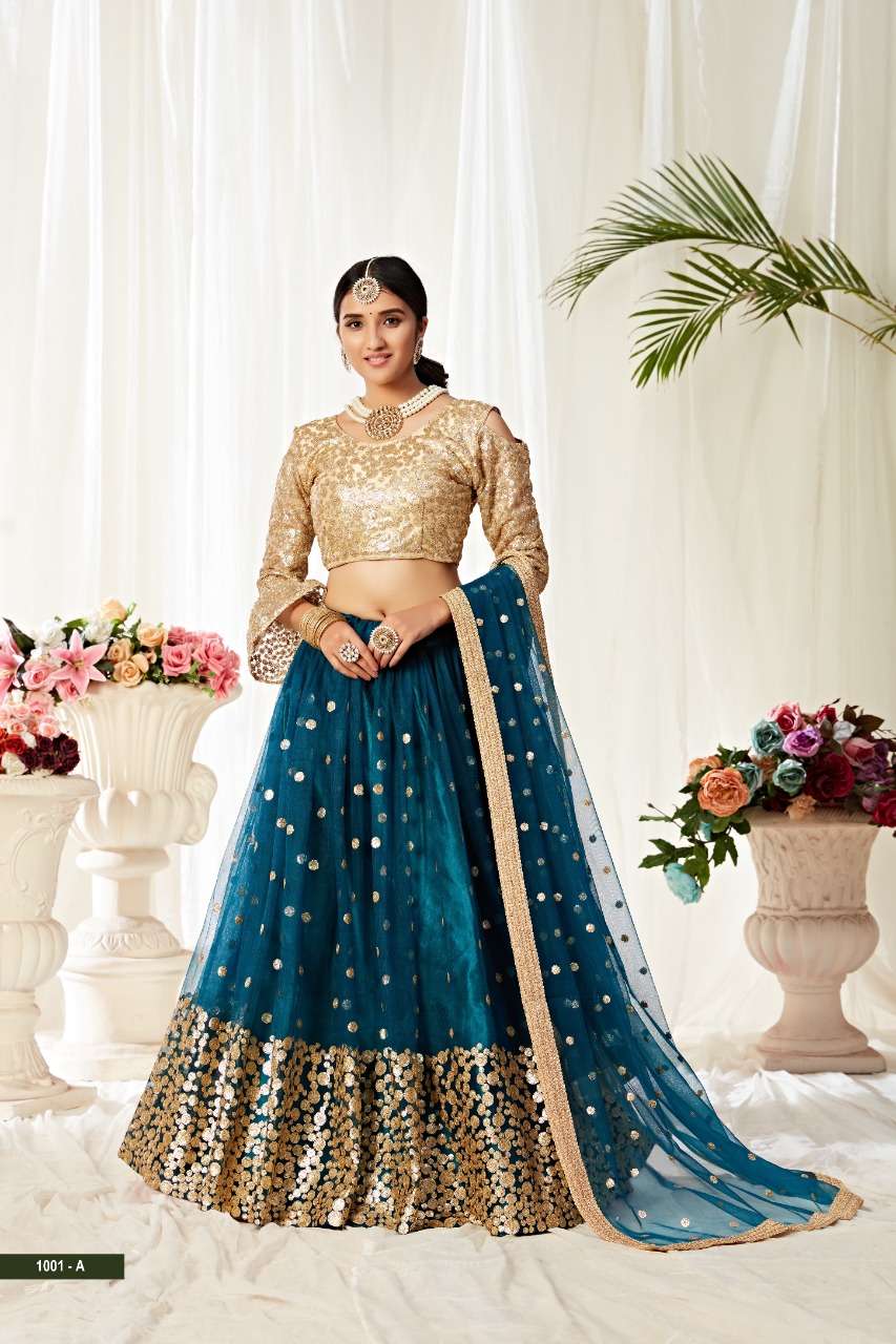 aawiya 1001 colours  new sequnce embroidered semi stiched lehenga choli with duppta in