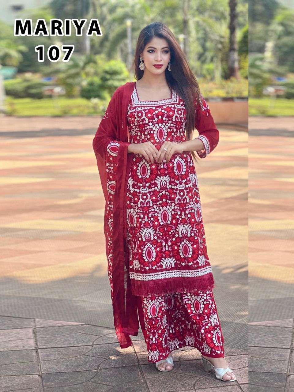 heavy lucknovi work suit readymade kurtie with pant and duppta collection readymade suit in affordable price 