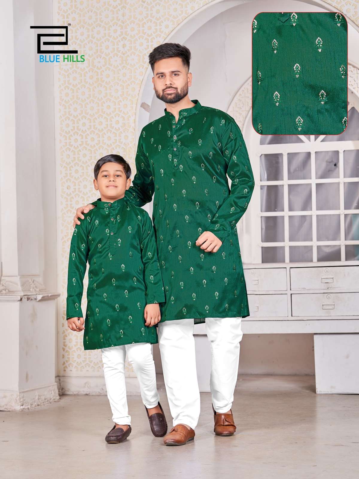 kurta vol 11 twinnig kurta embroidery work embroidery and sequins front and back father and son same kurta-pyjama combo designer partywear kurta pyjama for mens and boys