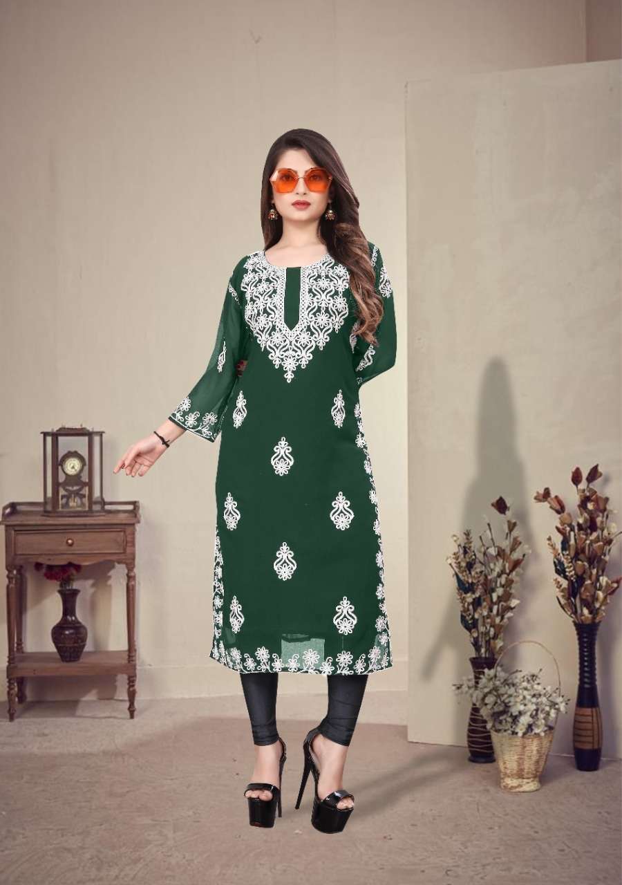 presenting new chikankari kurtie heavy georgette chikankari chain work full embroidery only kurtie collection