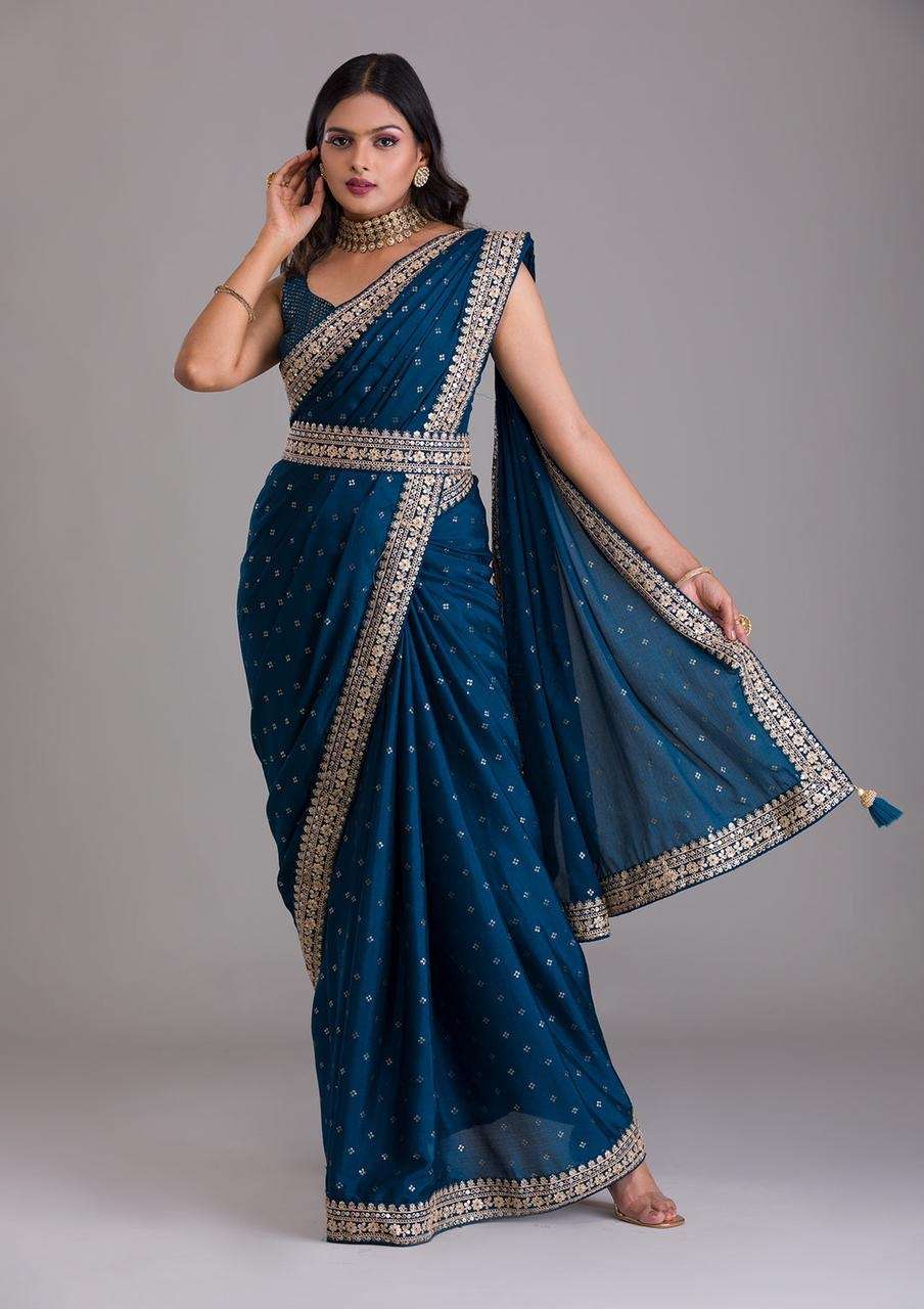 saree partywear with belt sequnce embroidery partywear designer simple and sober saree with belt collection 