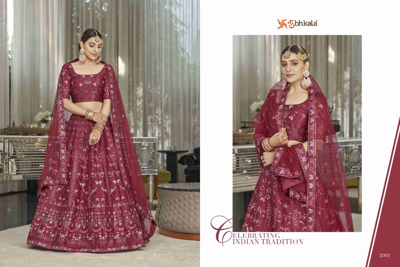 shubhakla bridemaid vol 18 series 2001 to 2006 new exclusive bridal lehenga thread embroidered semi stitched lehenga choli collection for wedding 