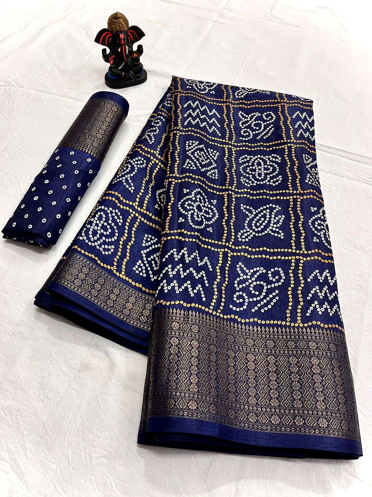 bandhej saree collection dola silk soft and smooth with fancy blouse designer bandhej print saree collection 