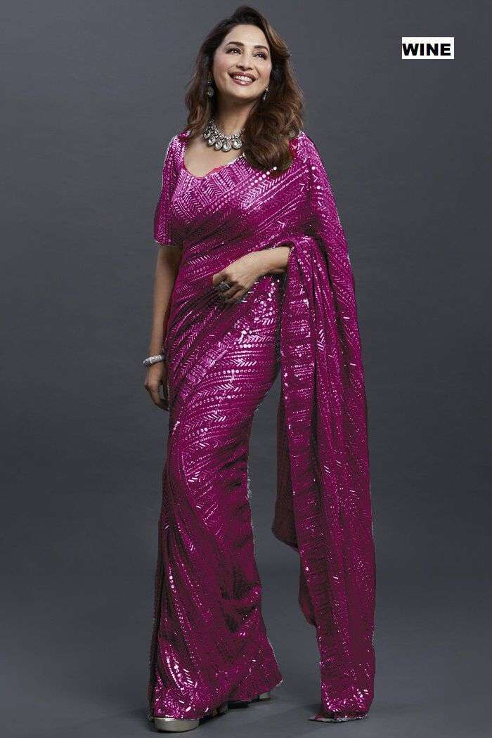 ethnic traditional new blockbuster bollywood madhuri dixit saree design launch code et madhuri indian bollywood style design saree in affordable price indian saree collection