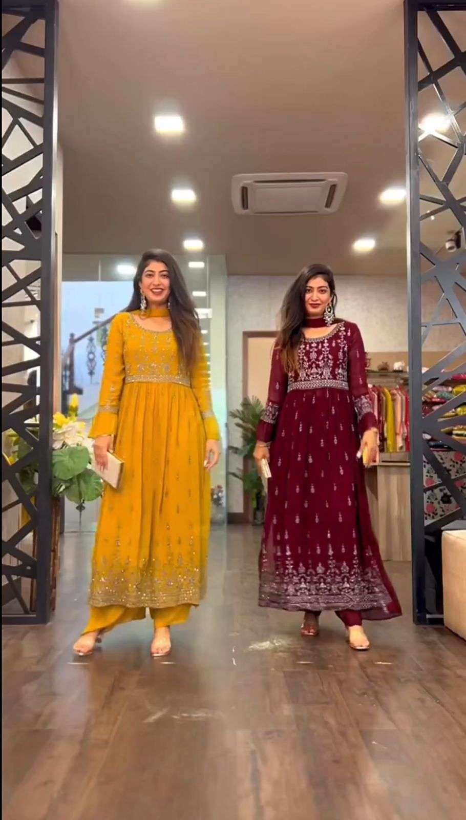 new designer partywear readymade dress embroidery work with duppta full flair gown style anarkali and plazo readymaxde dress in affordable price ethnicwear collection