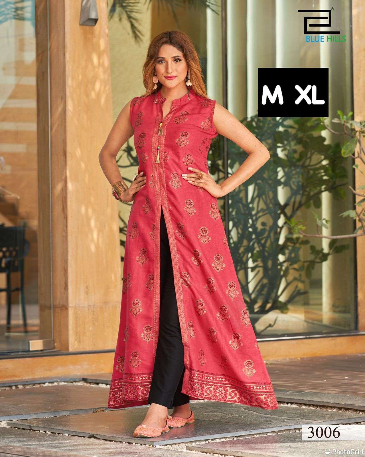 pushp on sale front slit long gown with pintex work and thread work front slit stylish full gown style kurtie for dailywear in affordable price 