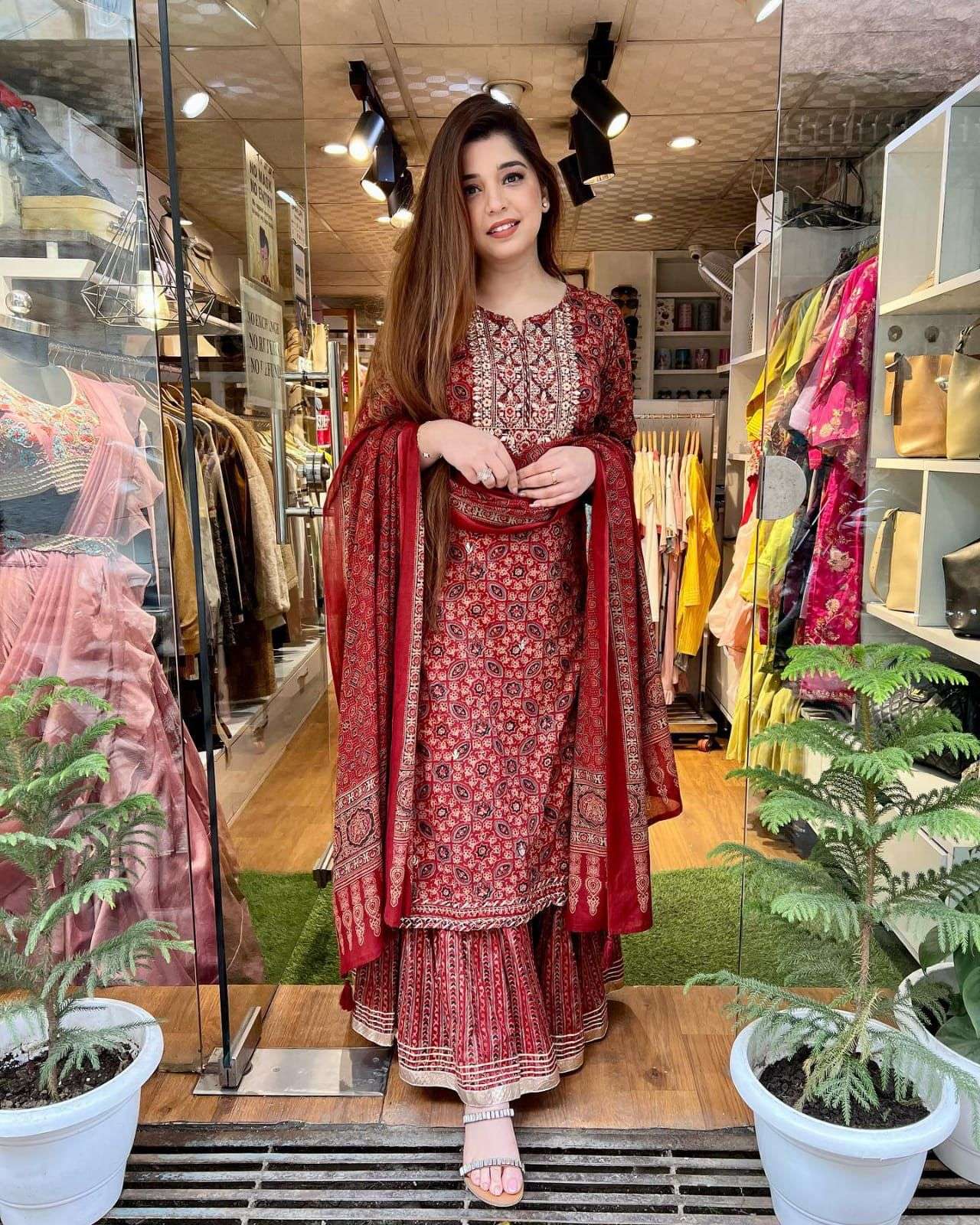 readymade sharara set embroidered neck design kurta a flair sharara and embroidered duppta readymade sharara suit jaipuri printed design