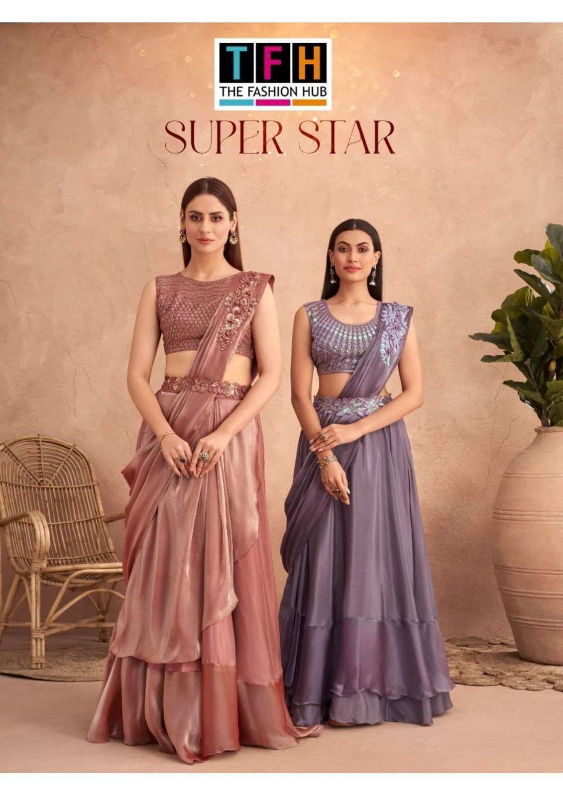 tfh the fashion house catalogue superstar series sup 7301 to sup 7312 5 design available ready to wear saree wholesaler of saree in surat