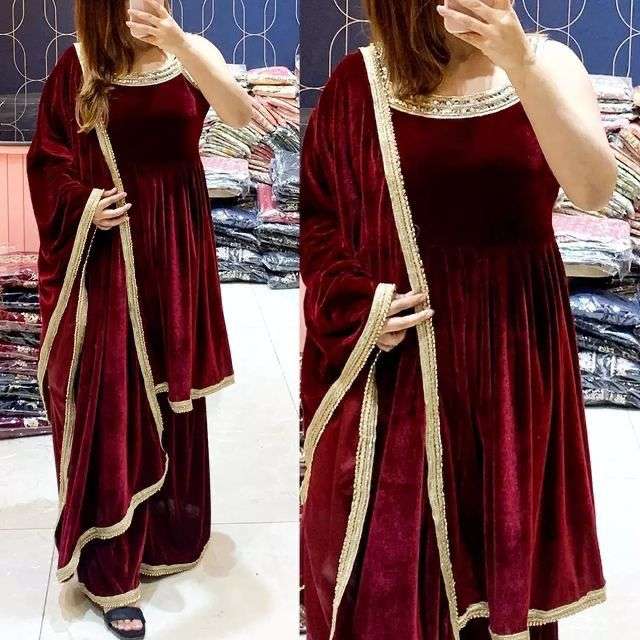 wedding season rock sharara set orignal 9000 velvet sharara set readymade sharara set love neckline sober readymade sharara set 