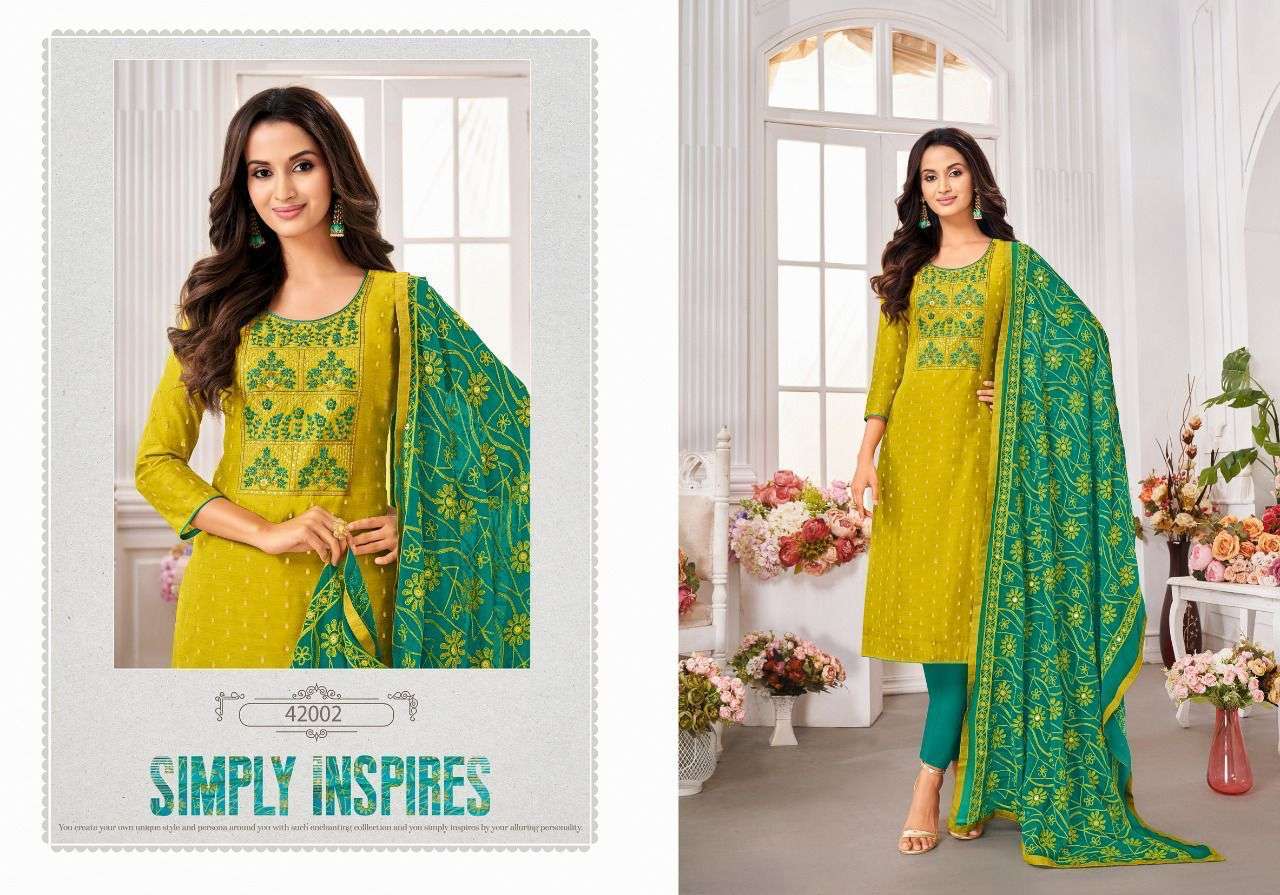 launches new catalogue kurtie pant and duppta set wow vol 4 6 beautifull design readymade dress kurtie with pant and duppta collection