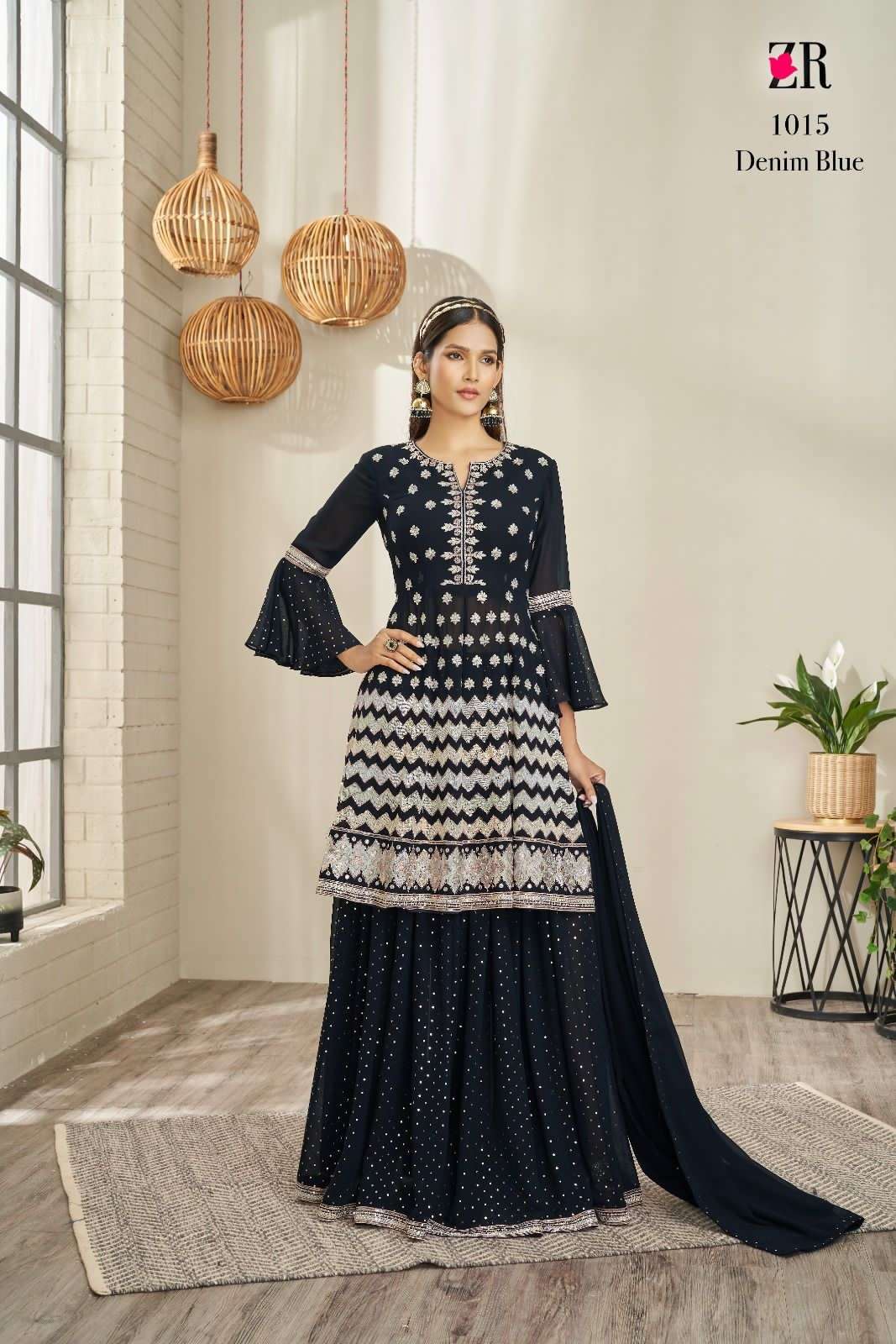 zr v5 festive collection 1015-18 catalogue name zr 1015-18 designer partywear gharara style bottom eid designer dresses collection