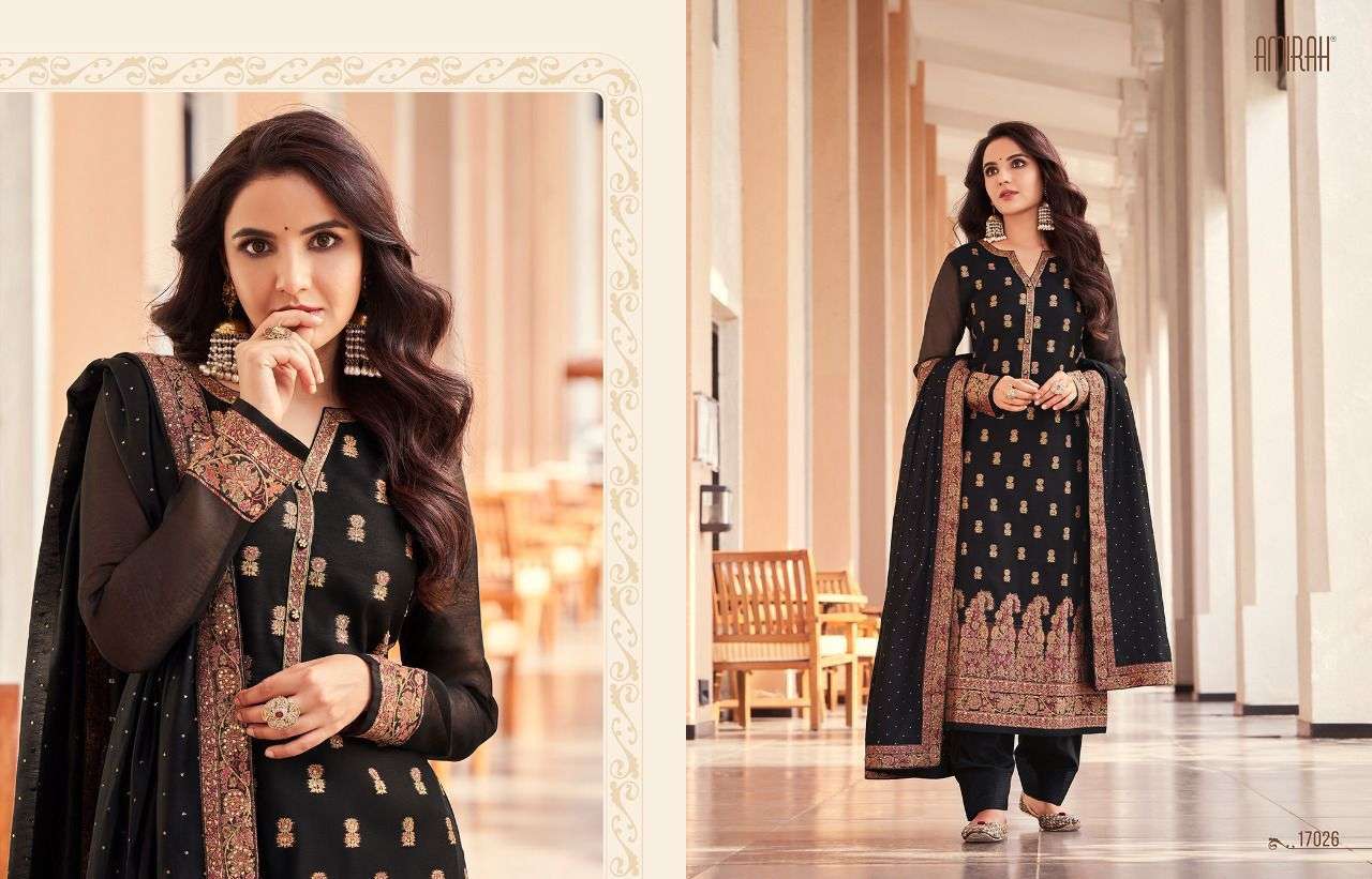 amirah catalogue niharika series 17023 to 17025 indian banarasi suit straight suits collection 