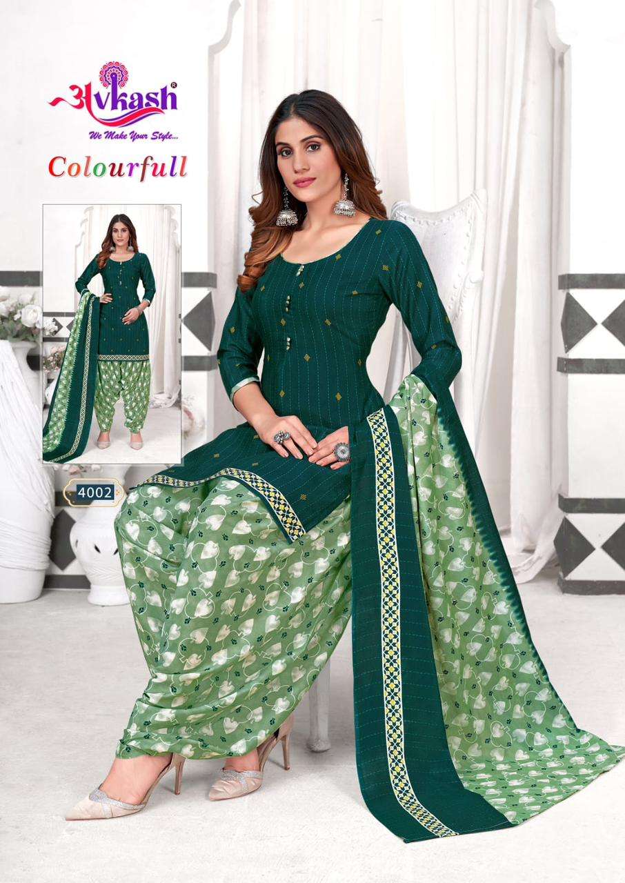 avkash readymade colourfull patiyala vol 4 cotton printed readymade patiyala suits for summers in best price