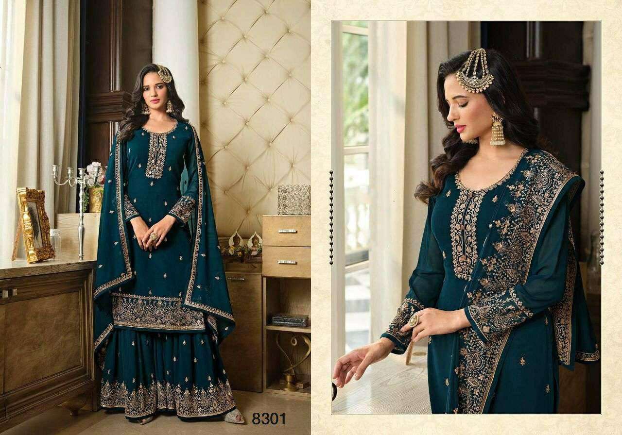 ln183 series 8301 to 8306 designer sharara suits collection designer partywear sharara suits collection 