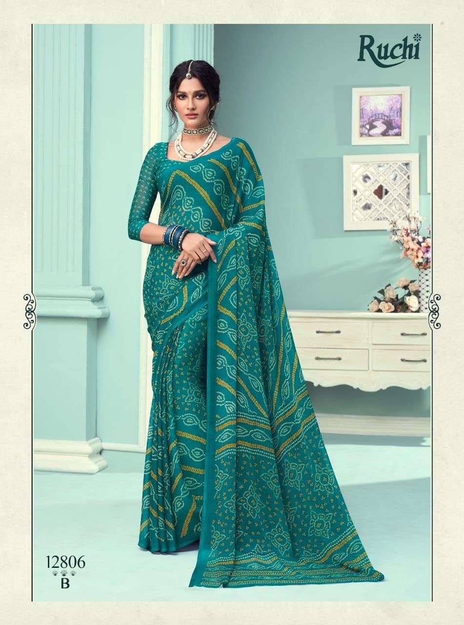 ruchi sarees star chiffon 67th edition ciffon bandhni print saree collection in affordable price cheap price sarees 