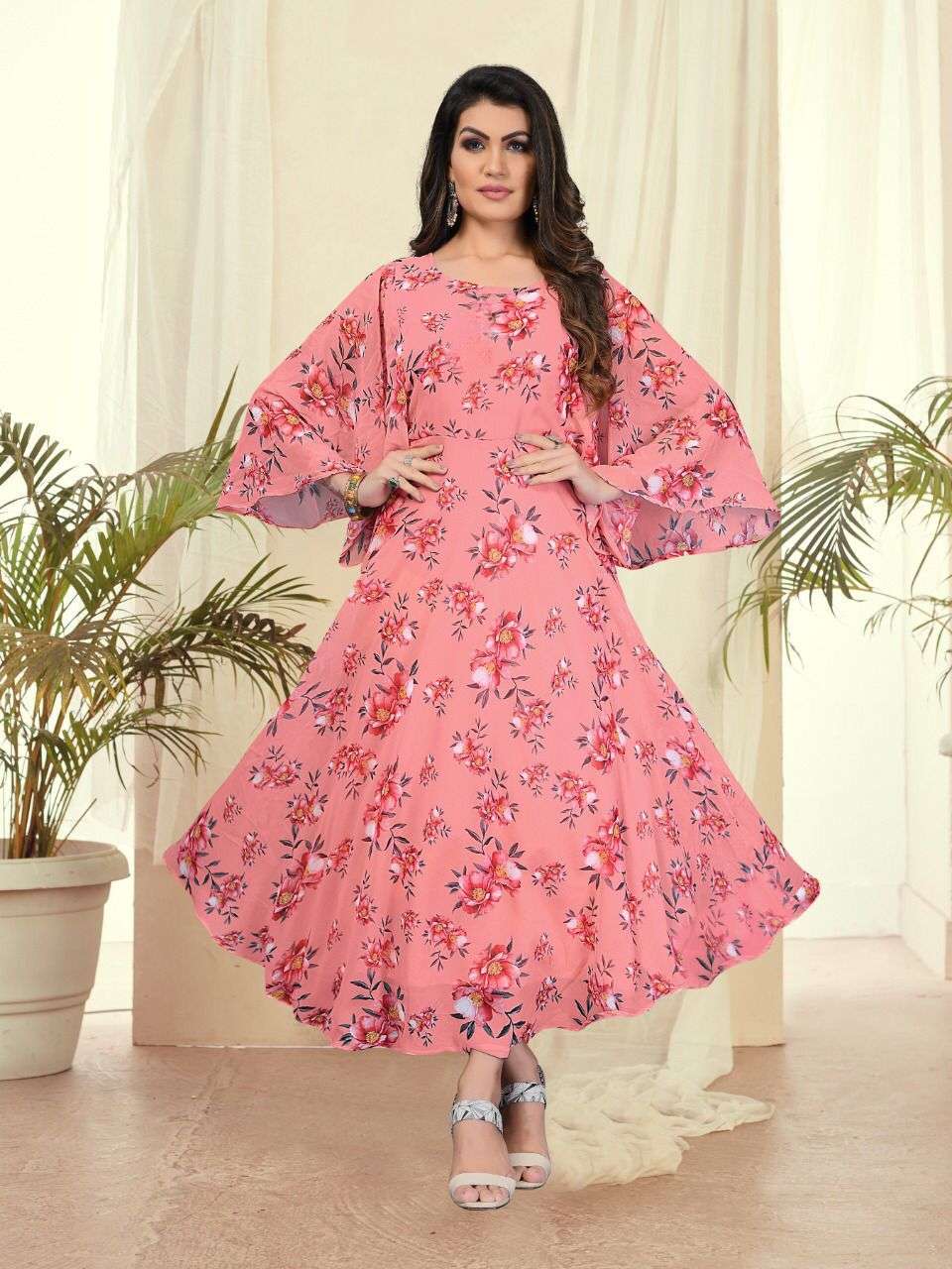 zalak vol 1 partywear heavy georgette long gowns printed georgette longa stylish gown