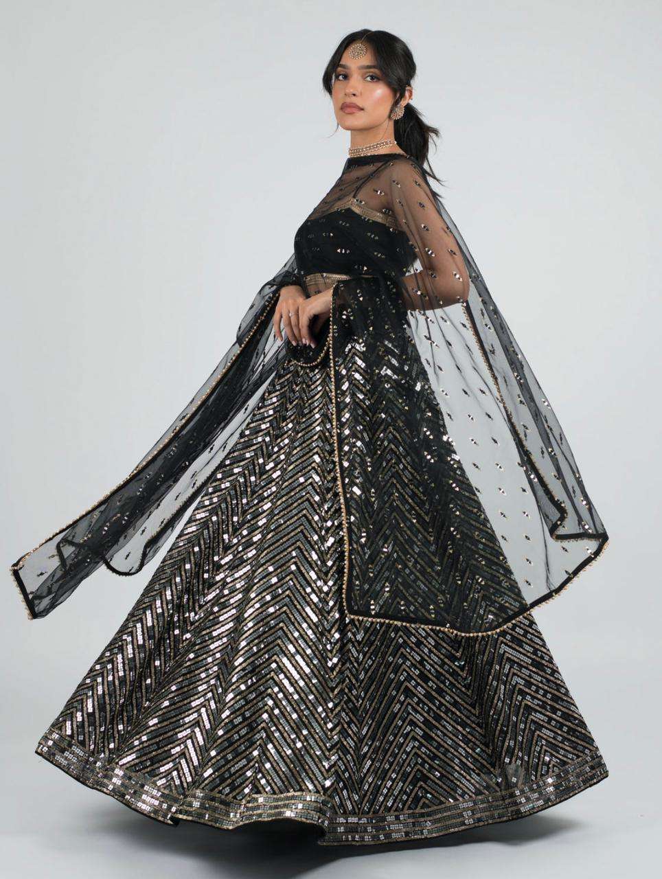 hc626 most beautifull lehenga collection full sequnce embroidery wedding lehenga in best qaulity and cheapest price black colour and peach colour lehenga collection