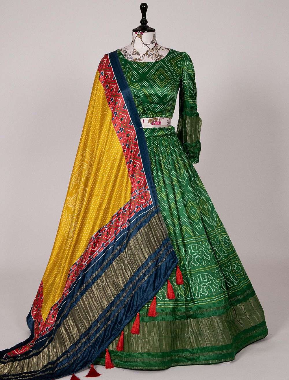 lehenga choli pure gajji silk bandhej print vibrant gujarati culture chaniya choli pure gajji silk lehenga choli collection