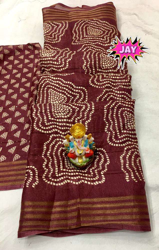 dola cotton beautiful print in all over saree saree with printed blouse beautiful finishing golden jari lining weaving in all over saree jari weaving border in saree