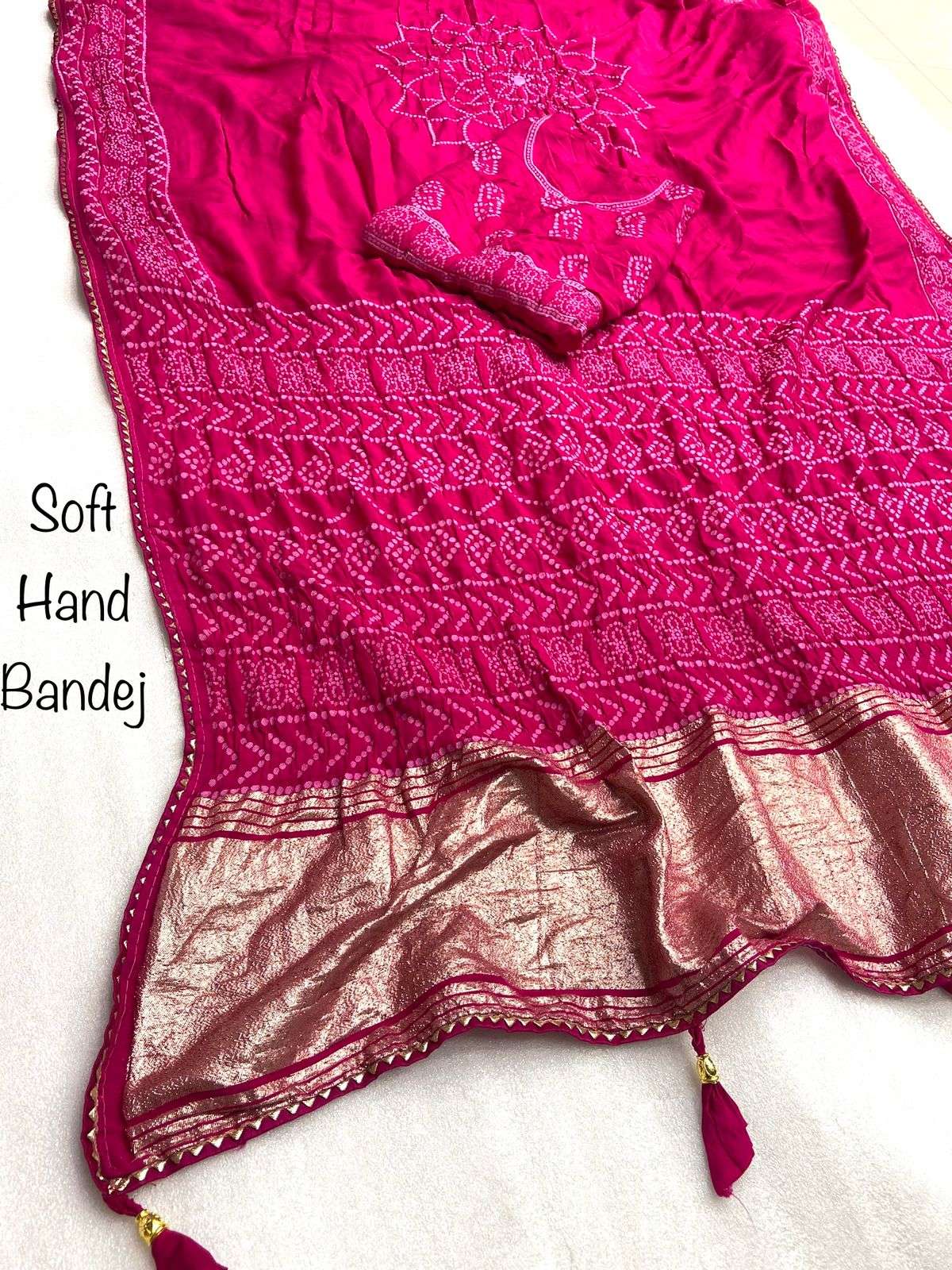 handbandhej saree soft handmade bhandej cotton silk saree beautifull bhandej saree collection