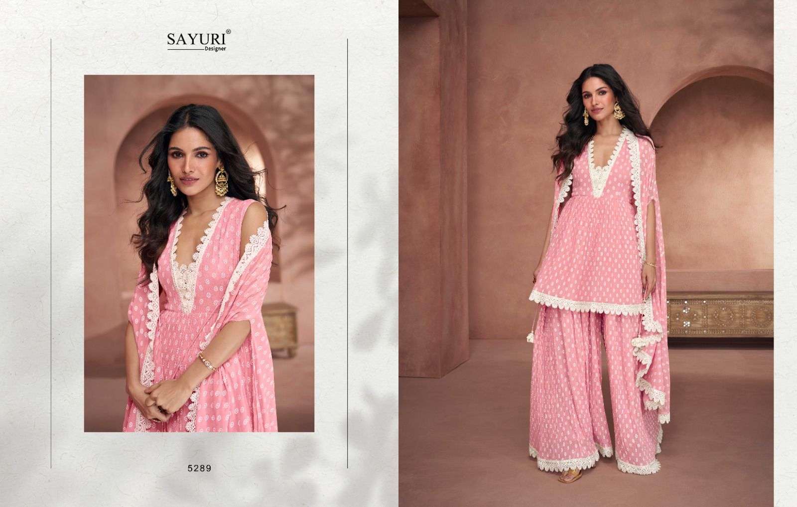 sayuri designer present new catalog seerat 3 pcs series 5289 to 5291 free size stitched stylish anarkali printed gown with embroidery 