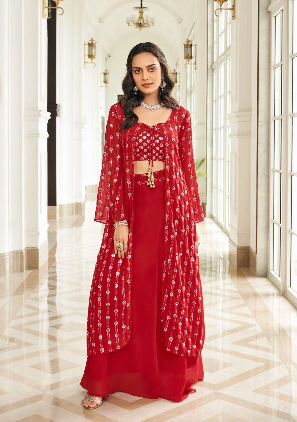 Buy Indo-Western Art Silk Cutdana Work Diwali Dress Collection Online for  Women in USA