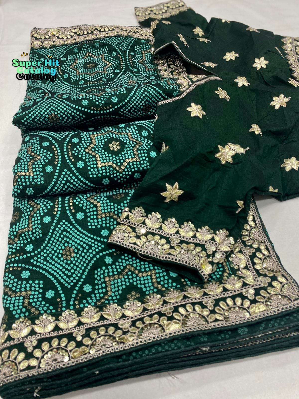 vichitra blooming saree Beautiful Designer Saree with gota multi rich pallu Beautiful fancy stiched blouse with heavy gota and coding work readymade blouse occasional saree 