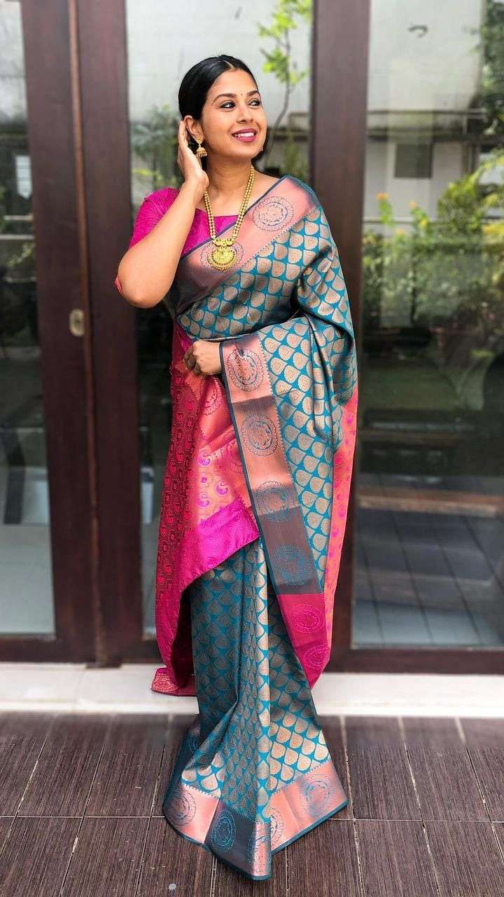 designer fancy saree sale start saree fabric soft lichi silk weaving jacquard saree work with silver zari waving silk saree best quality in cheap price