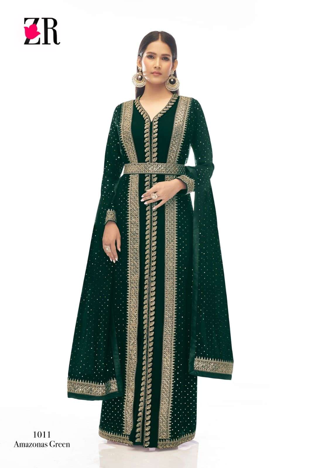 gulzar 1011 series jacket style dress partywear heavy designer with belt full gown style anarkali jacket style suit designer partywear dresses jacket style gown 