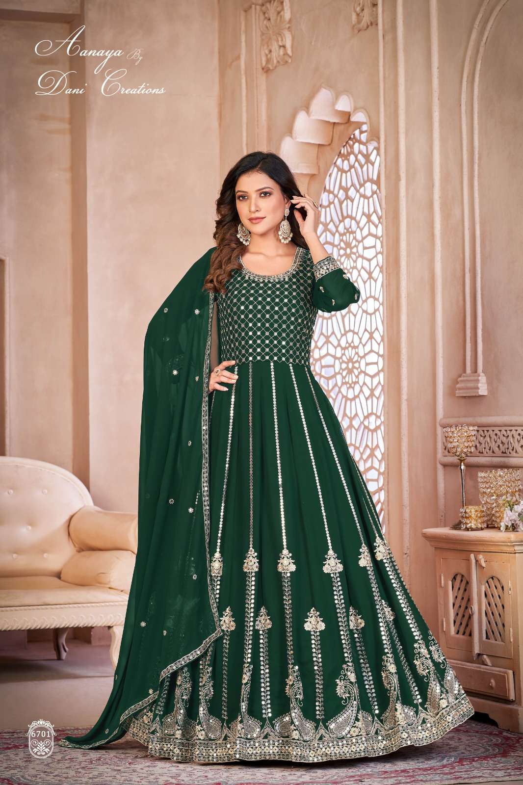 Women Embroidered Anarkali Gown Suit By AANAYA VOL-123 Party Wear