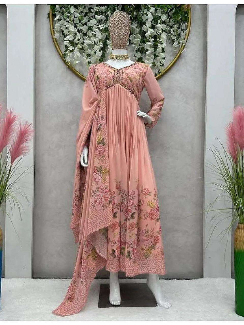 aliacut heavy embroidery readymade suit collection faux georgette with hand khatli work readymade alia cut partywear suit collection 