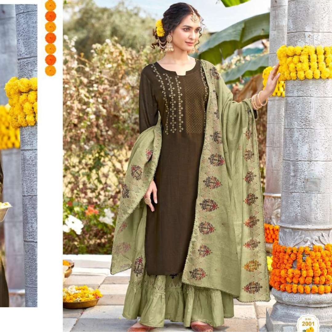 amaaya garments catalogue odhani series 2001 to 2006 fully stiched kurtis n pant with dupatta readymade elegant sharara suit collection 