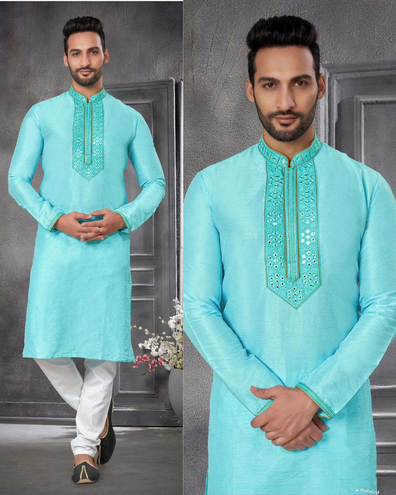 mens wear kurta pyjama utsav mens premium ethnic wear collection fabric heavy silk with heavy embroidery work in neck pyjama raymond cotton 