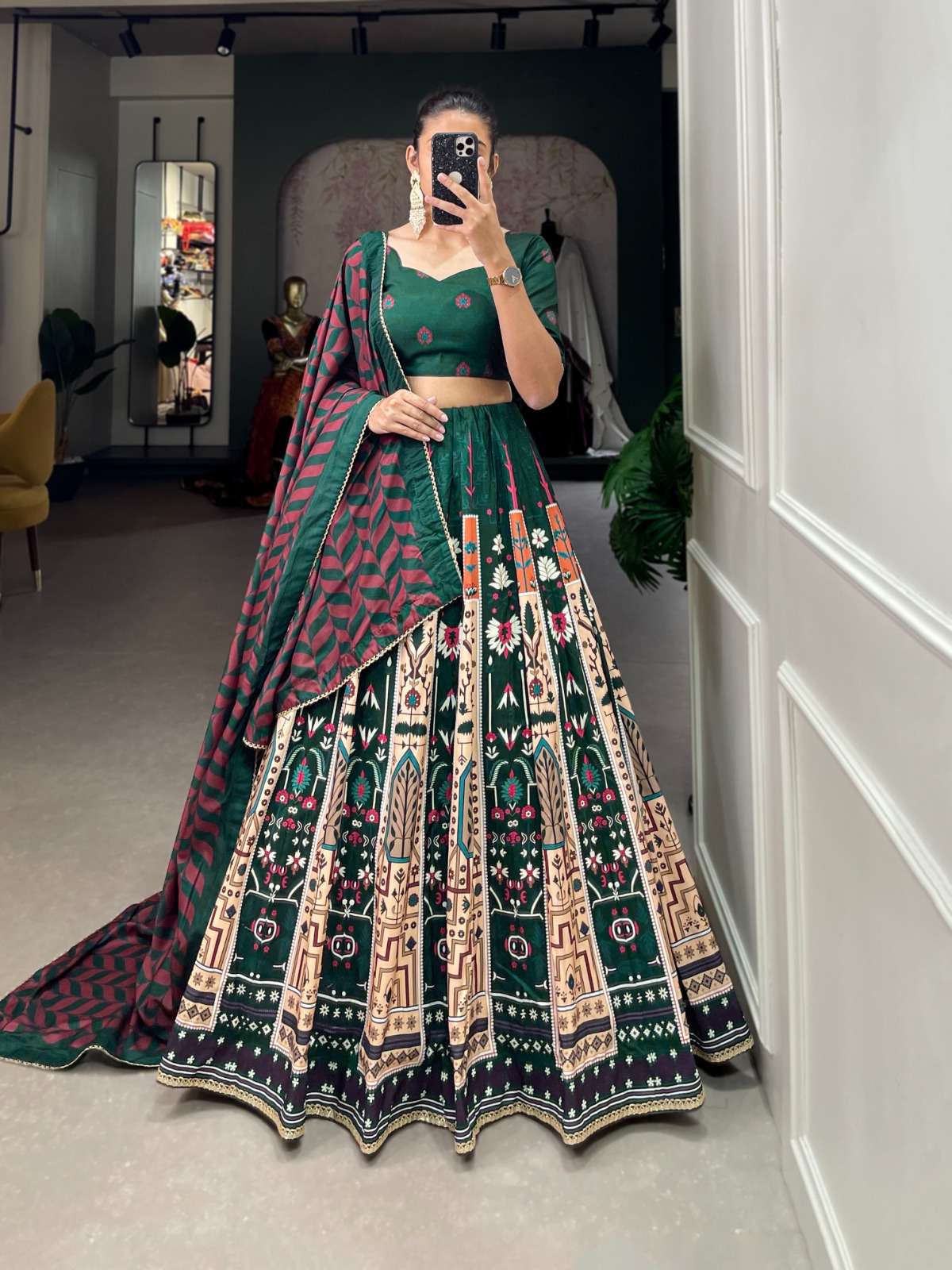 lehenga choli vaishali silk eauty of a printed vaishali silk lehenga designer partywear printed lehenga choli collection  