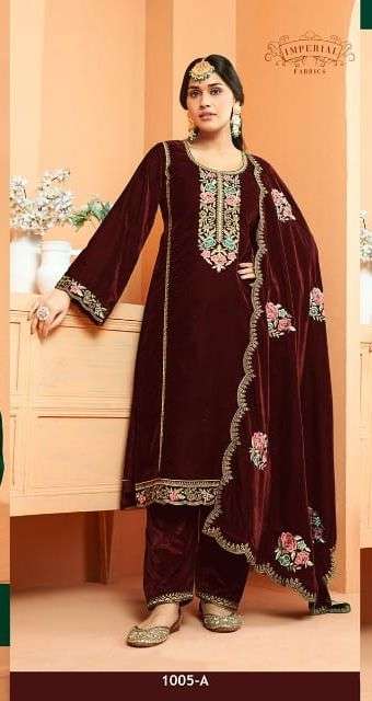 designer partywear velvet suit collection winter special pure velvet suits in sale stock imperial brand orignal branded suit pure 11000 velvet top heavy embroidery  2