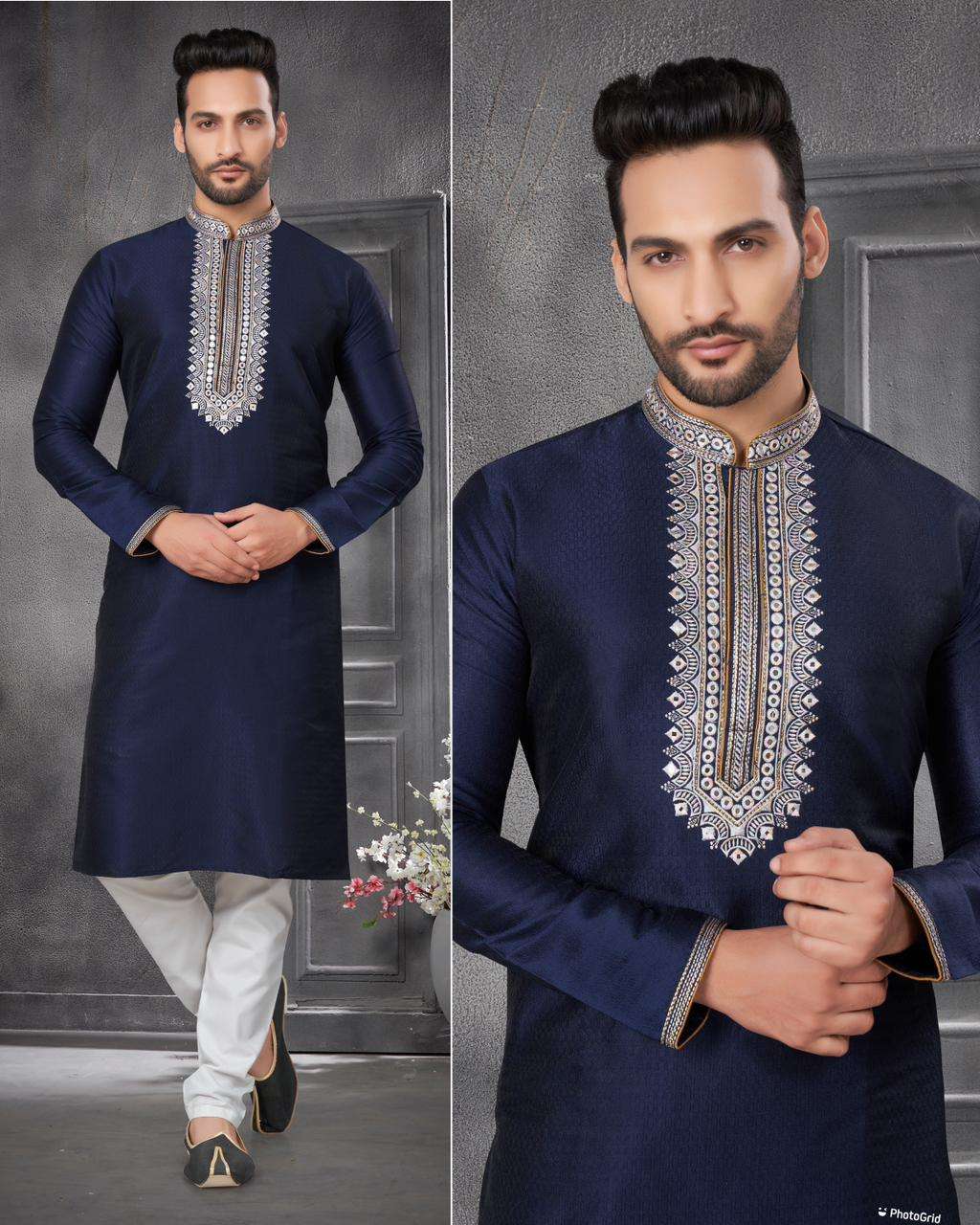 mens wear kurta pyjama collection utsav 3 premium ethnic wear collection fabric heavy cotton jequard with heavy embroidery work kurta pyjama  